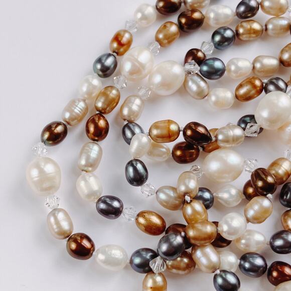 Long 66" Cultured Freshwater Pearl Endless Opera Rope Knotted Necklace Colorful - Picture 3 of 13